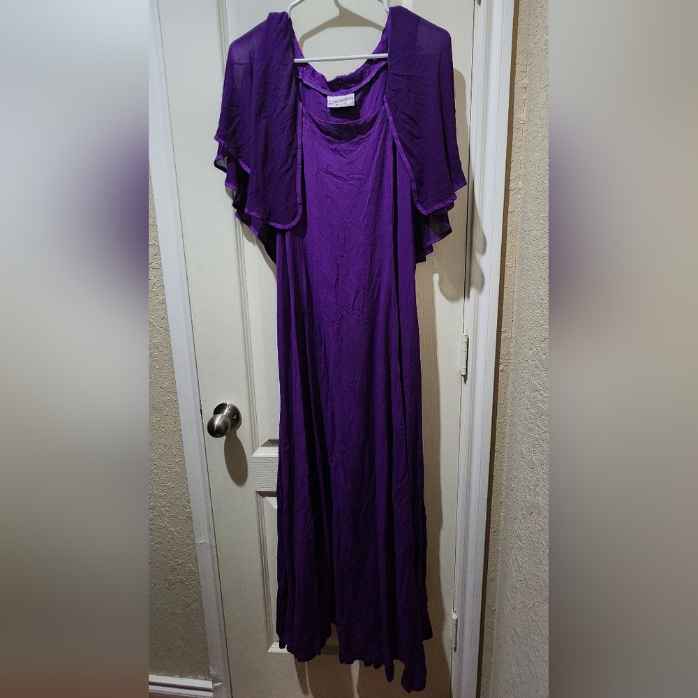 Holy Clothing Deep Purple Juliette Maxi Dress with Cape XL